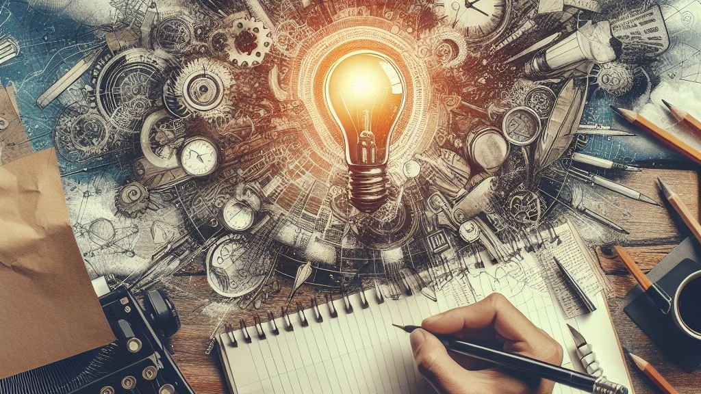 Crafting Compelling Titles: Image featuring a writer's desk with a notepad and a creative process, emphasizing the art of crafting attention-grabbing titles