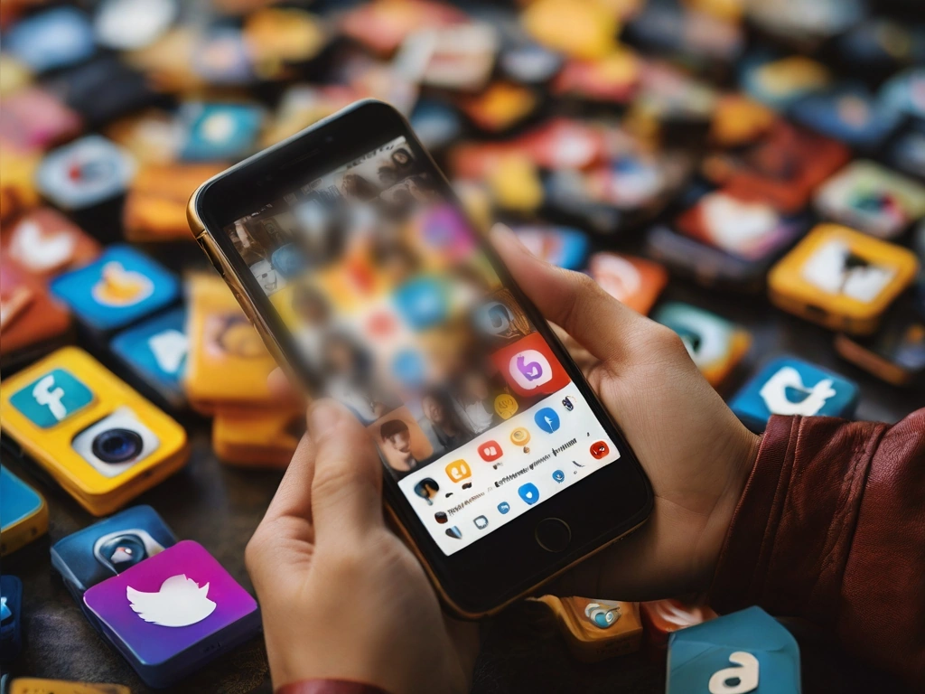 A smartphone displaying vibrant social media icons, symbolizing an interactive and engaging social media presence.