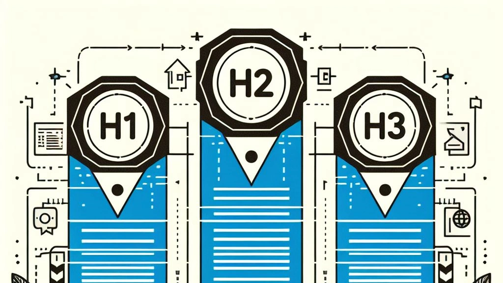 Optimized Content Structure: Visual representation of a well-structured outline with H1, H2, and H3 headings, highlighting the importance of organized content.