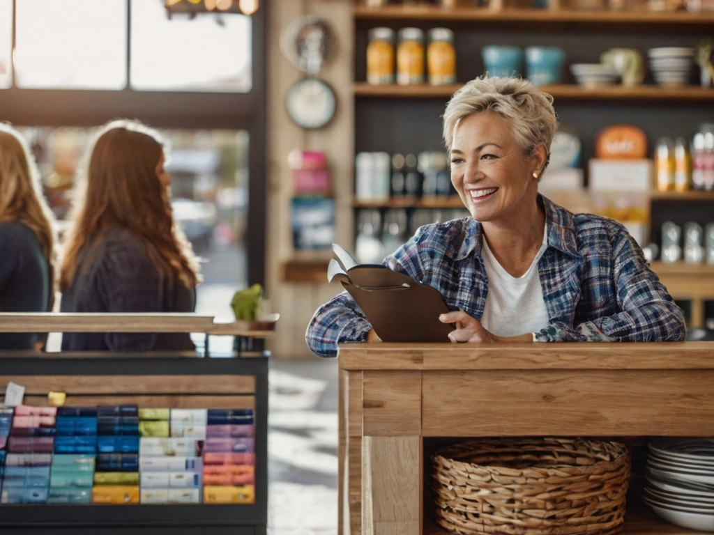 Local business owner interacting with customers in a community setting, representing reputation repair.