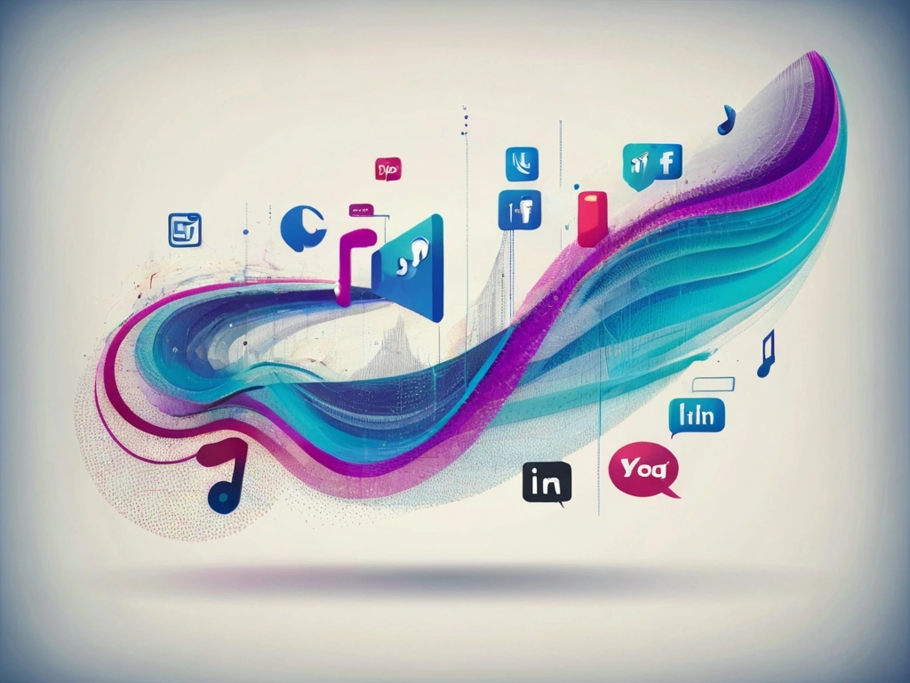 Social media icons with sound waves, illustrating social media listening in brand reputation management.